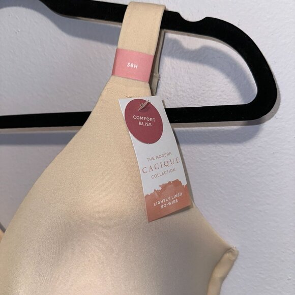 Cacique Lane Bryant Comfort Bliss Lightly Lined No-Wire Bra Sand Dollar Size 38H - Picture 7 of 7
